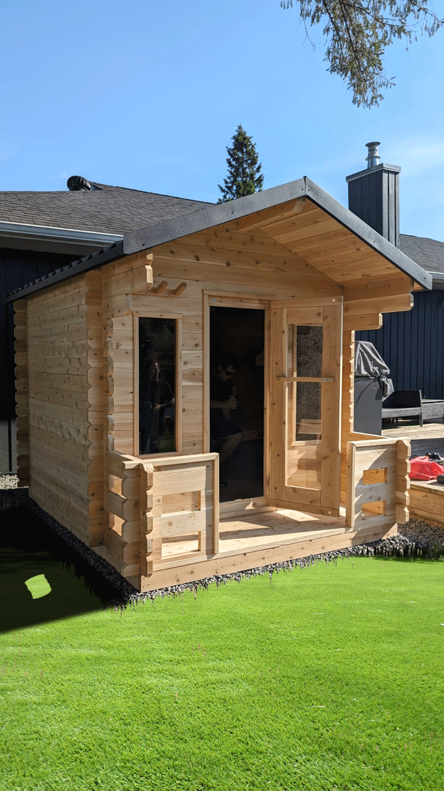 CT Georgian Cabin Sauna with Porch Product ID: CTC88PW
