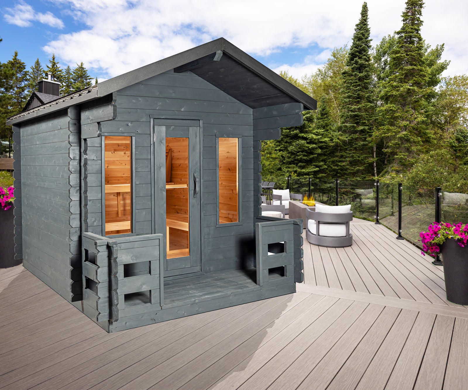 CT Georgian Cabin Sauna with Porch Product ID: CTC88PW