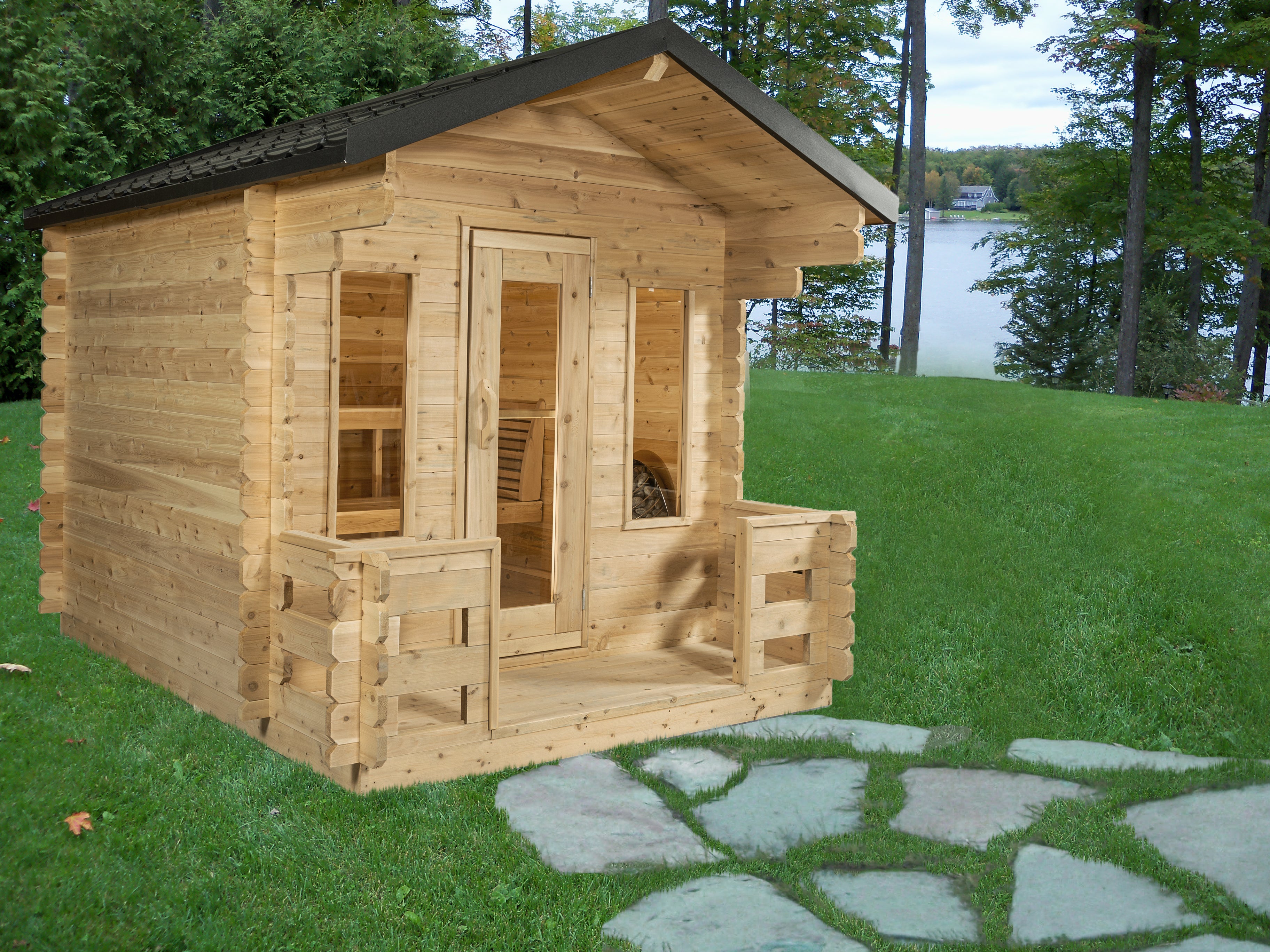 CT Georgian Cabin Sauna with Porch Product ID: CTC88PW