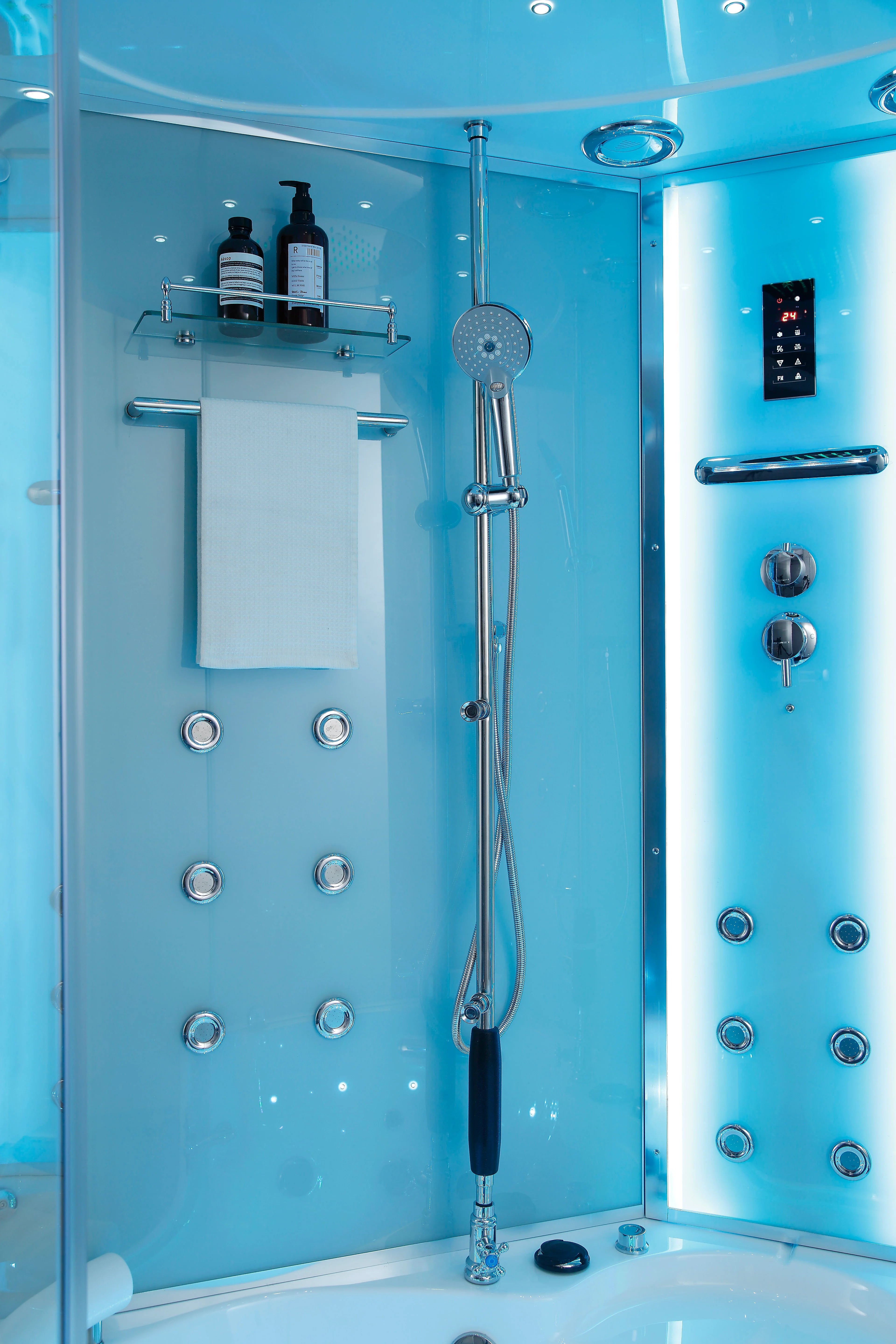 Platinum Comfort Steam Shower- Cylindrical Design with foot Massager and LED Lighting