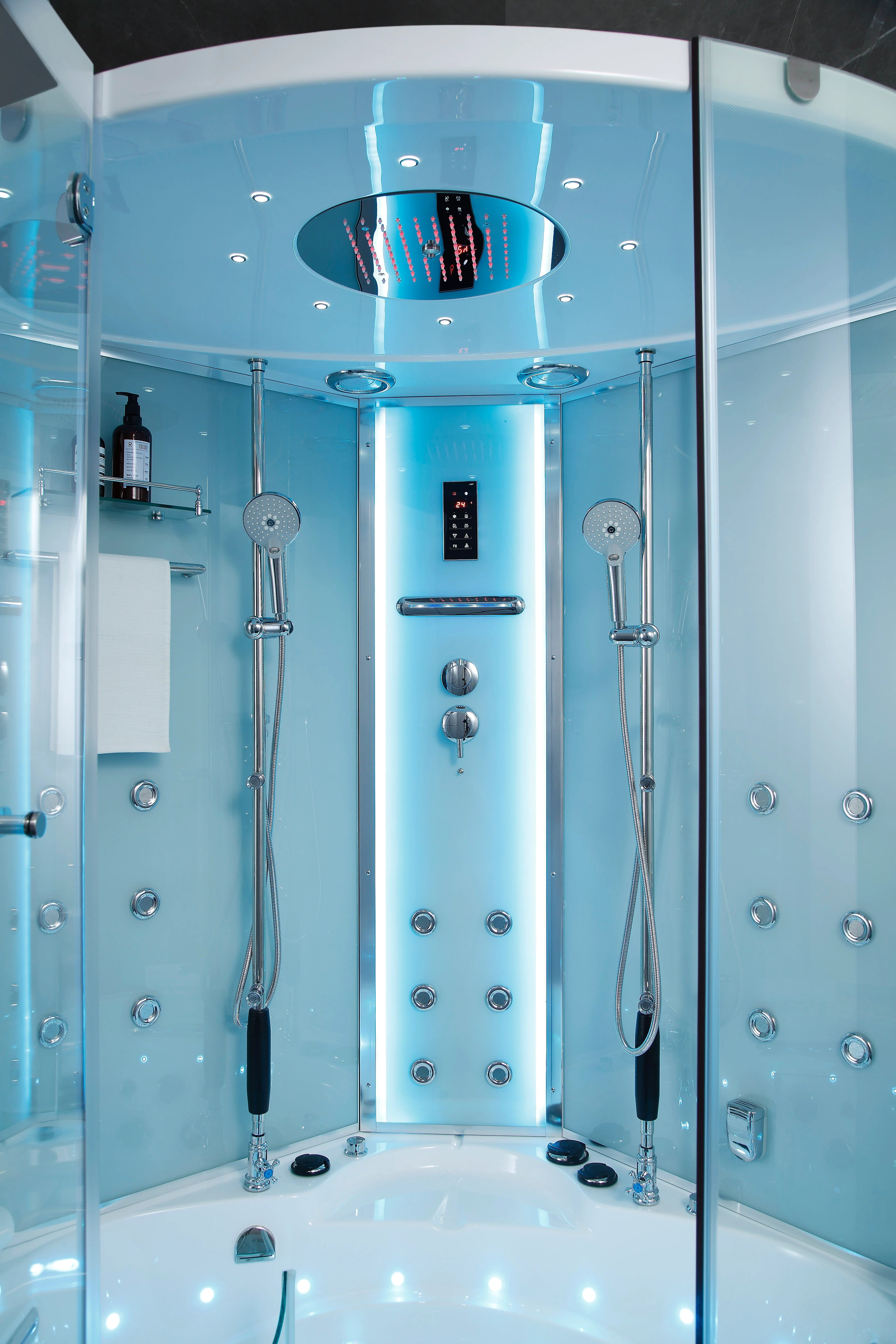 Platinum Comfort Steam Shower- Cylindrical Design with foot Massager and LED Lighting