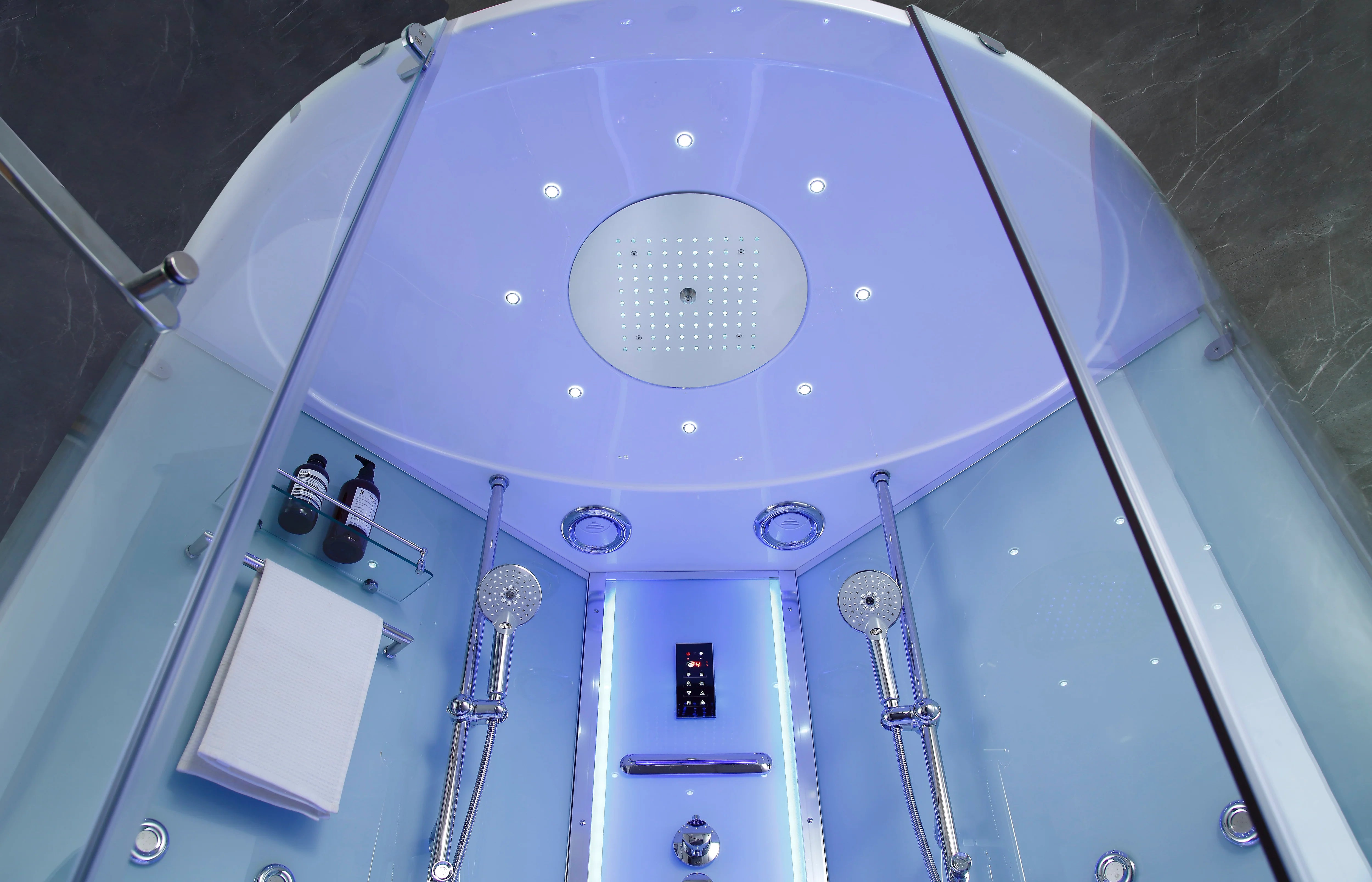 Platinum Comfort Steam Shower- Cylindrical Design with foot Massager and LED Lighting