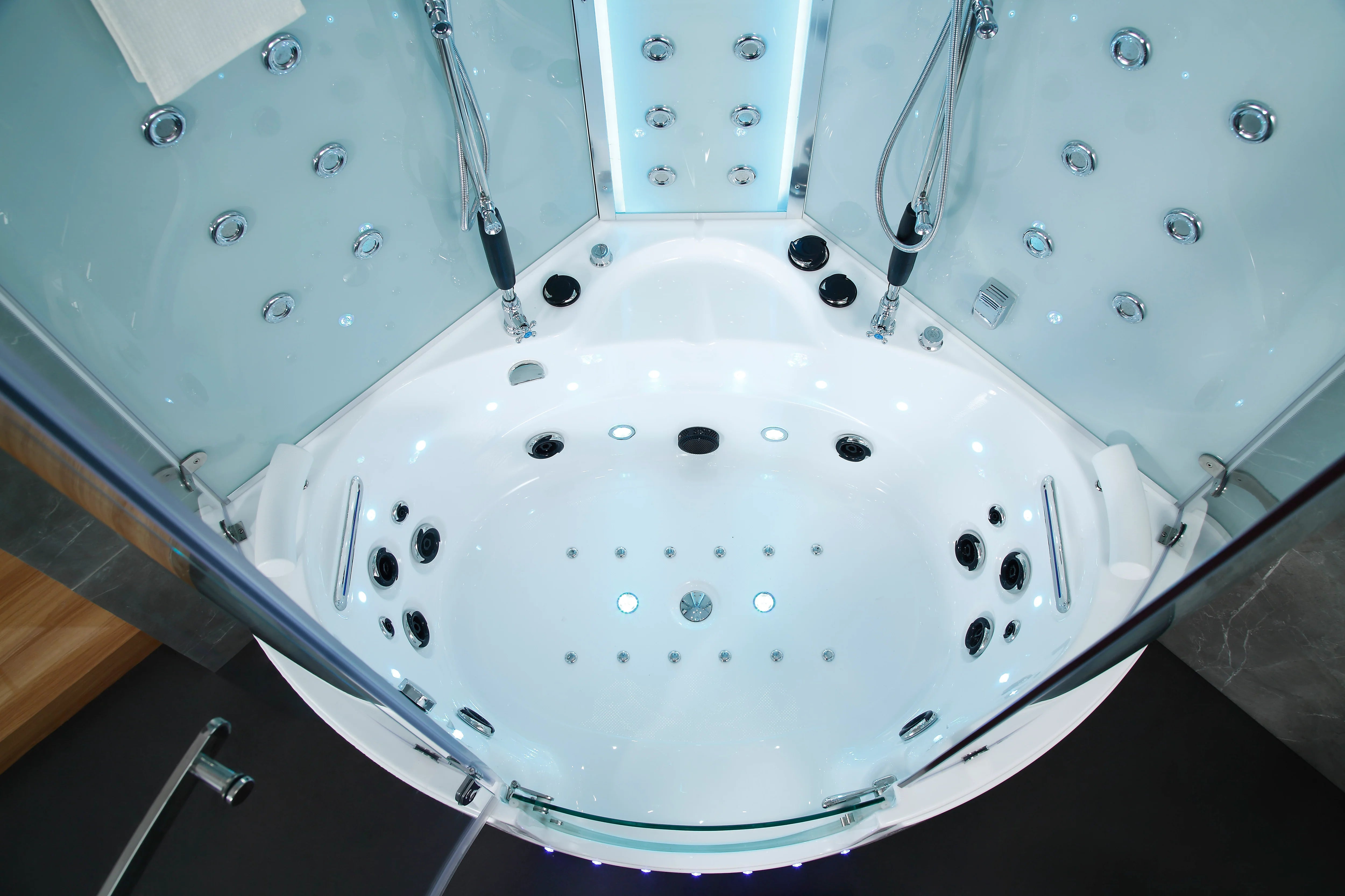 Platinum Comfort Steam Shower- Cylindrical Design with foot Massager and LED Lighting