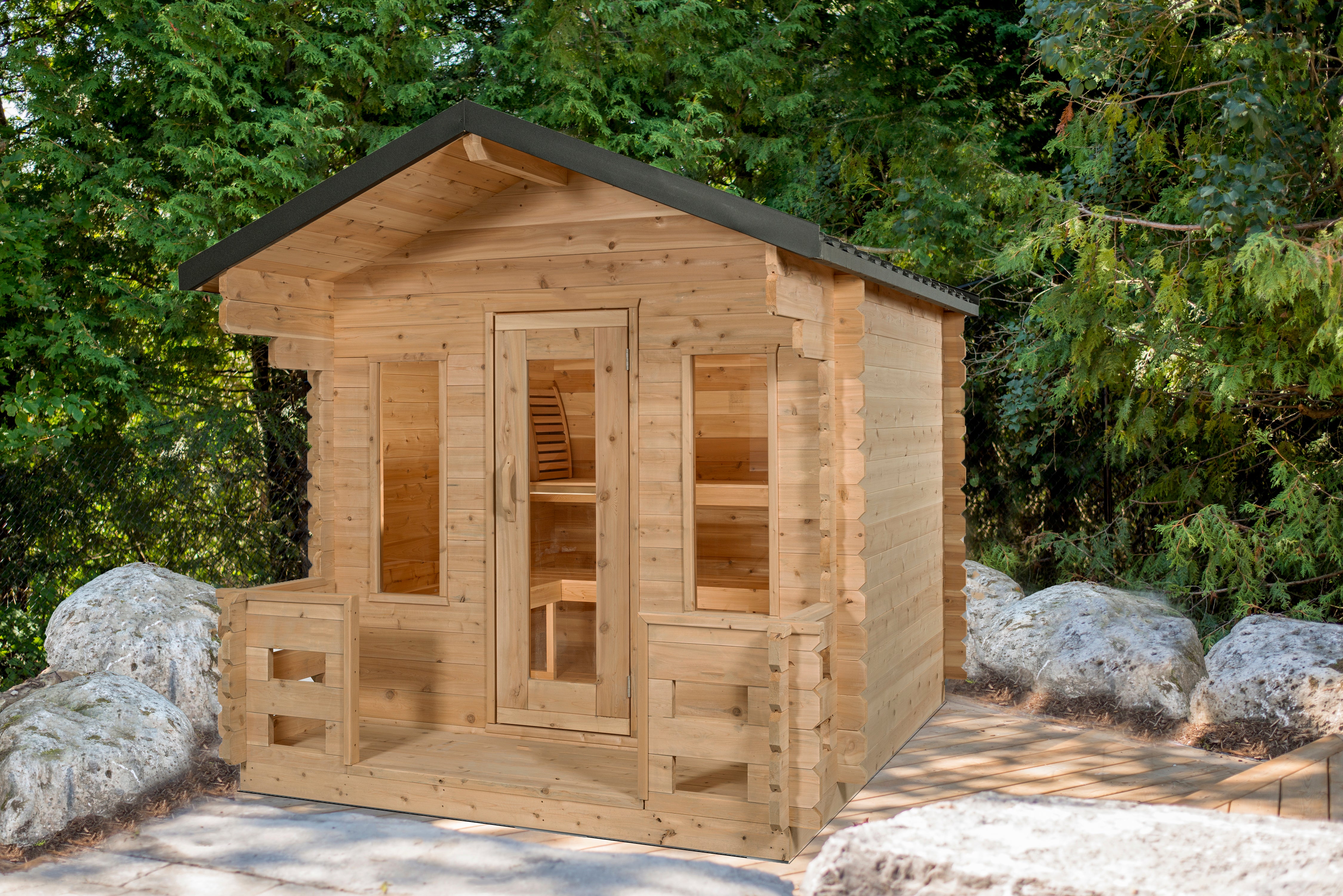 CT Georgian Cabin Sauna with Porch Product ID: CTC88PW