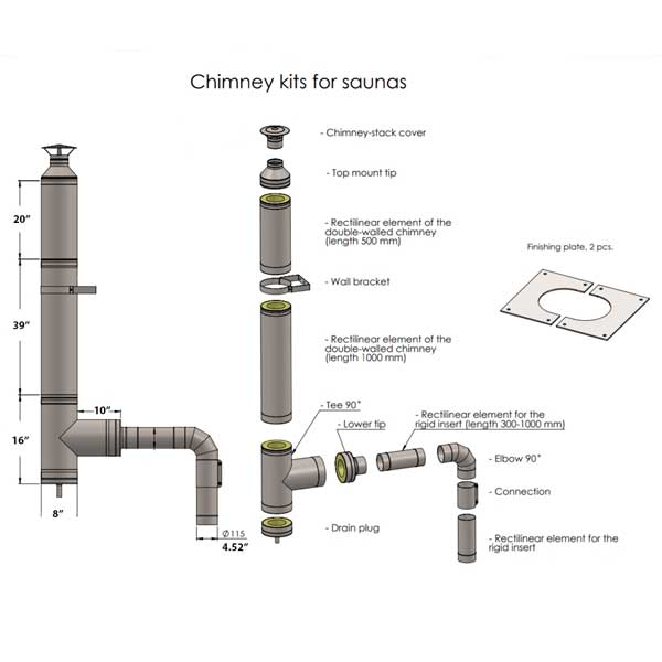 Chimney Set WITH ELBOW for Out the Side Product ID: SB225