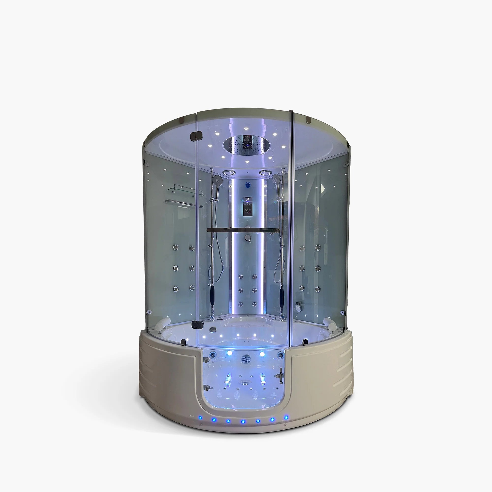 Platinum Comfort Steam Shower- Cylindrical Design with foot Massager and LED Lighting